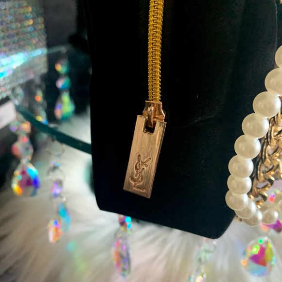 YSL Yves Saint Laurent Velour Cosmetic Bag to Crossbody Purse - Picture 2 of 8